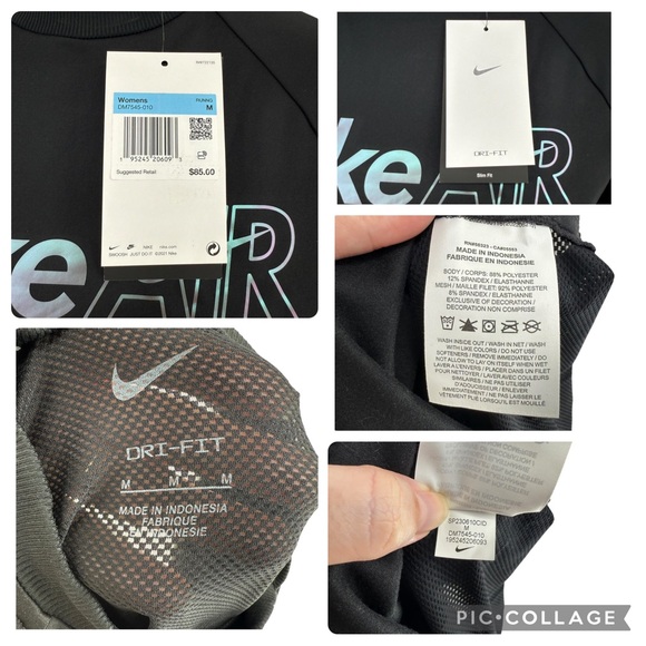 Nike Air Running Top Women’s MEDIUM Dri-Fit Black Long Sleeve Midlayer DM7545 - Picture 16 of 16